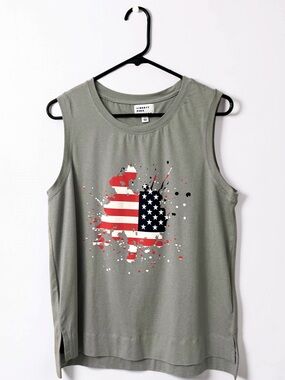 Liberty Park Women's American Patriotic Paint Splatter Tank Top